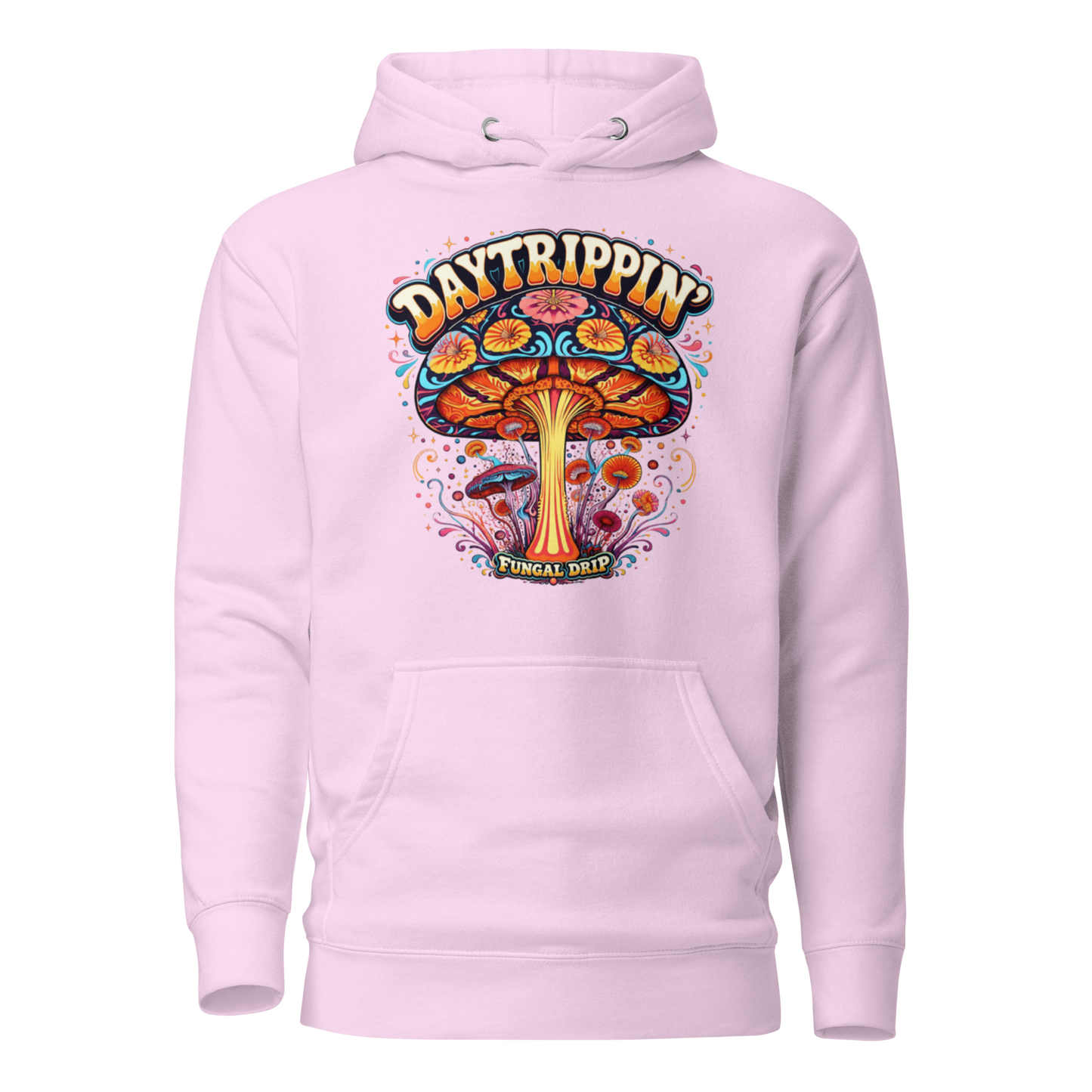 Daytrippin Hoodie with original psychedelic mushroom artwork by Fungal Drip