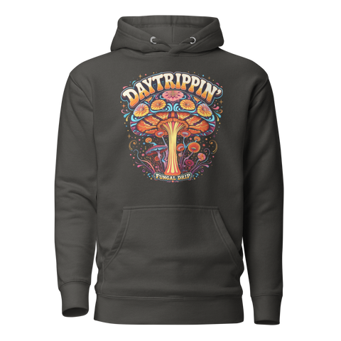 Daytrippin Hoodie with original psychedelic mushroom artwork by Fungal Drip