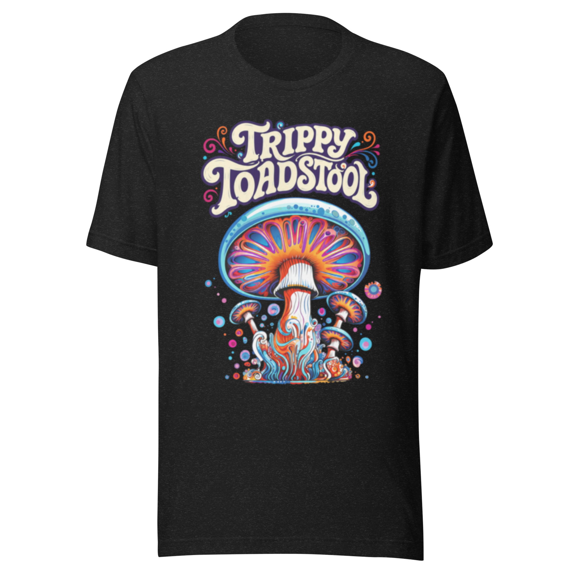 Trippy Toadstool unisex T-shirt with original psychedelic mushroom artwork by Fungal Drip