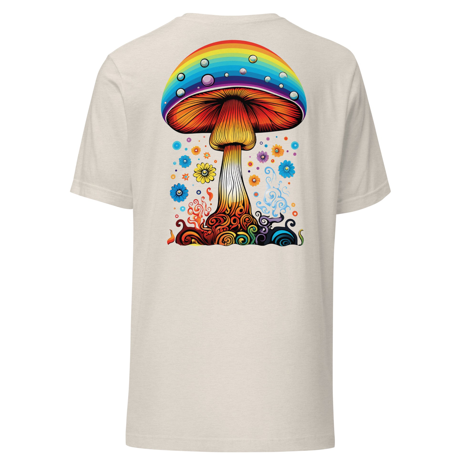 Rainbow Drip unisex T-shirt with original psychedelic mushroom artwork by Fungal Drip