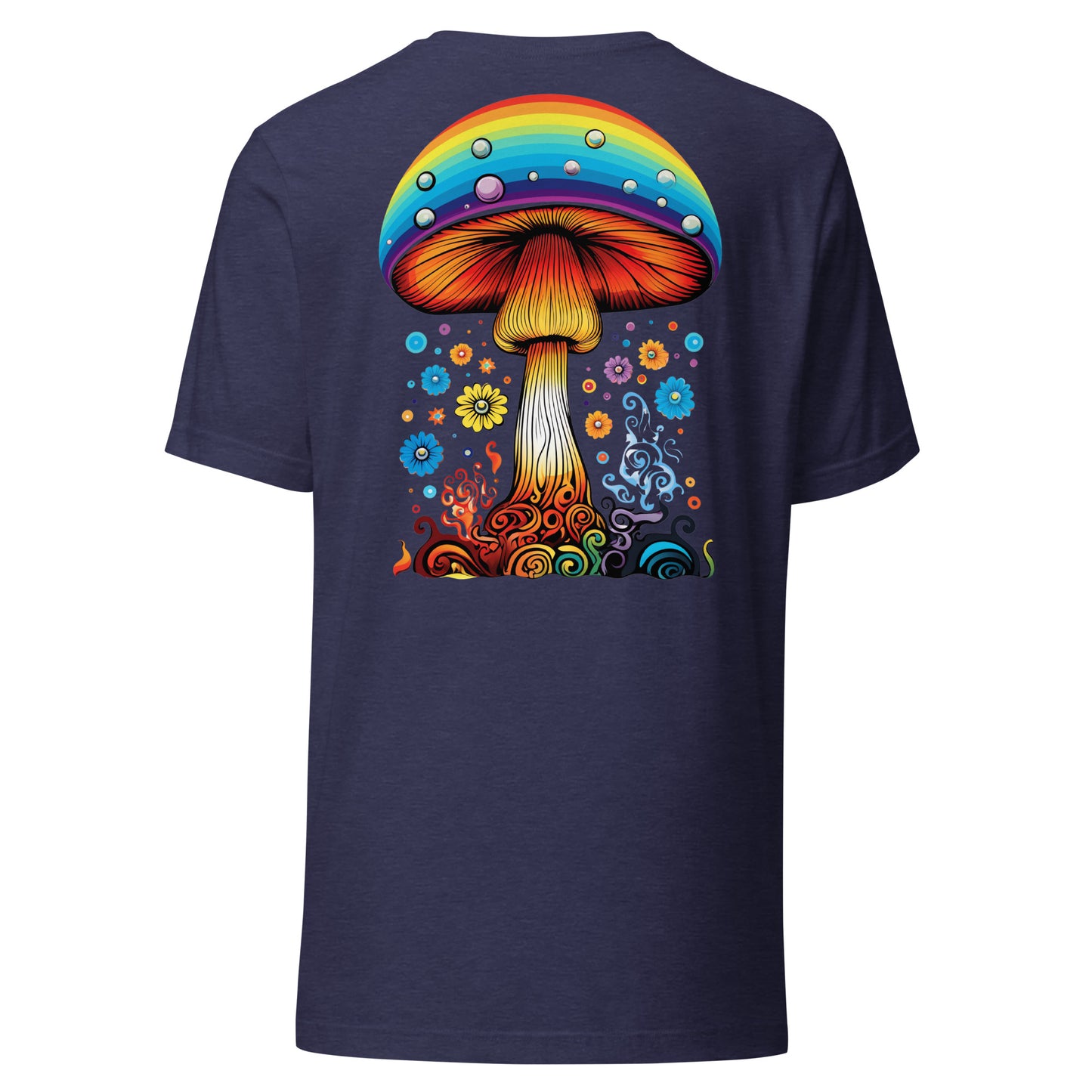 Rainbow Drip unisex T-shirt with original psychedelic mushroom artwork by Fungal Drip