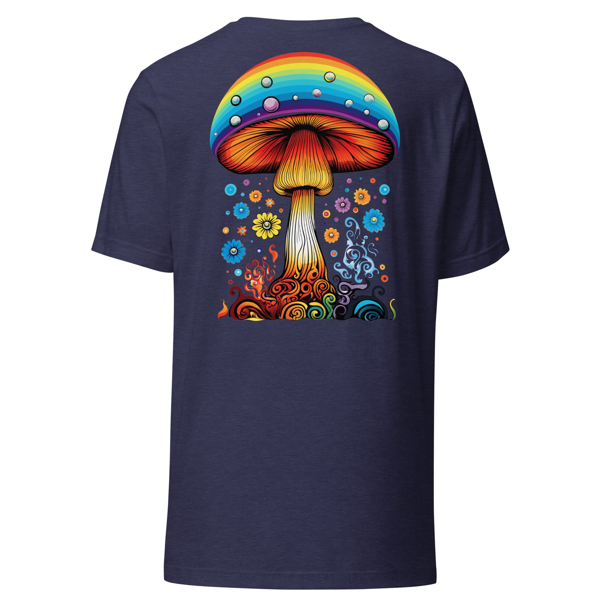Rainbow Drip unisex T-shirt with original psychedelic mushroom artwork by Fungal Drip