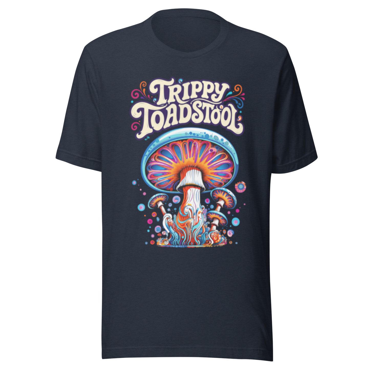 Trippy Toadstool unisex T-shirt with original psychedelic mushroom artwork by Fungal Drip