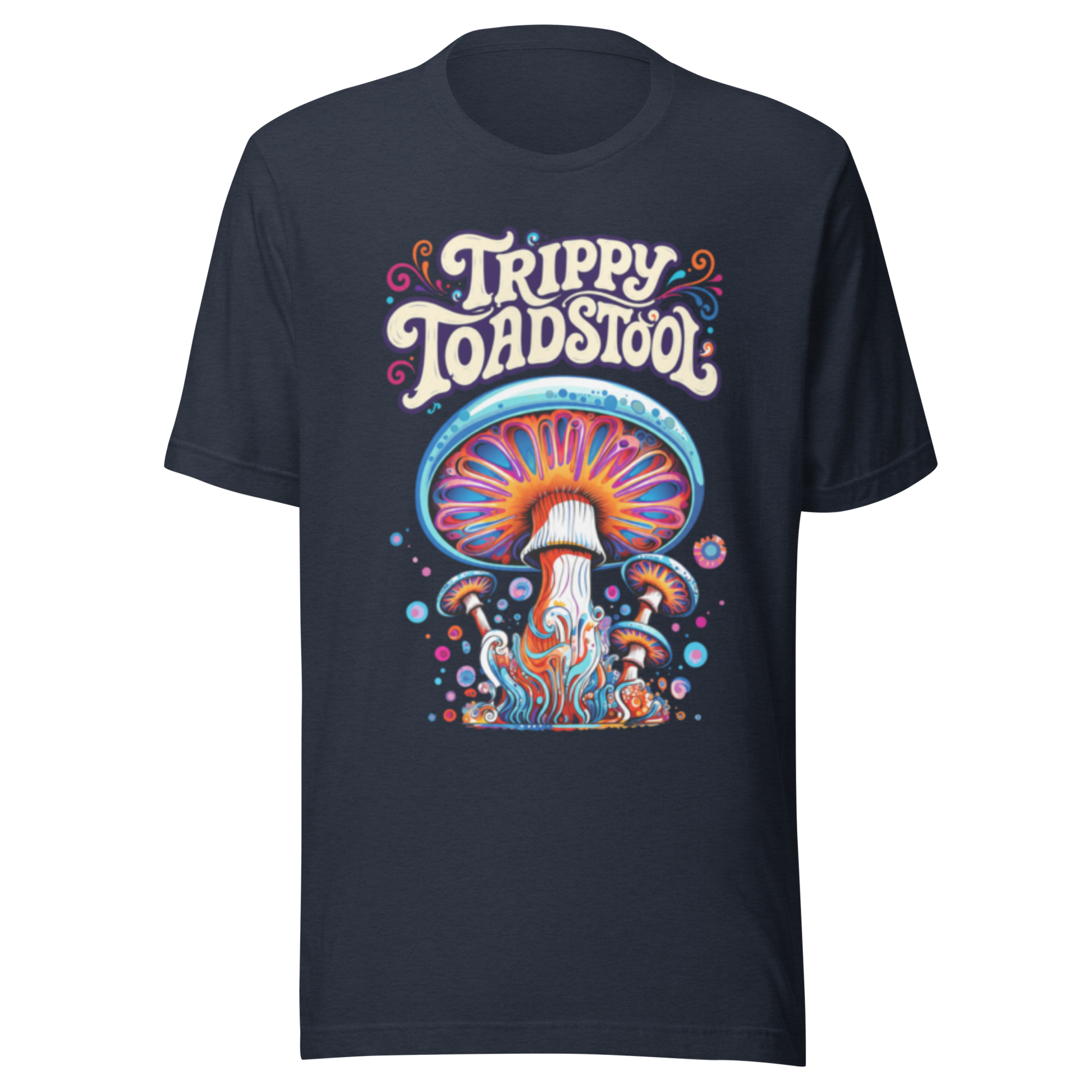 Trippy Toadstool unisex T-shirt with original psychedelic mushroom artwork by Fungal Drip