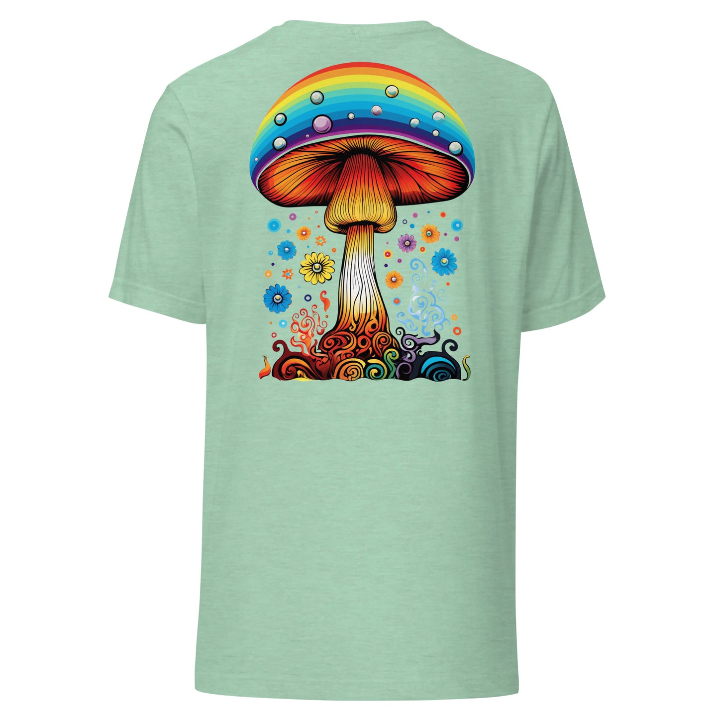 Rainbow Drip unisex T-shirt with original psychedelic mushroom artwork by Fungal Drip