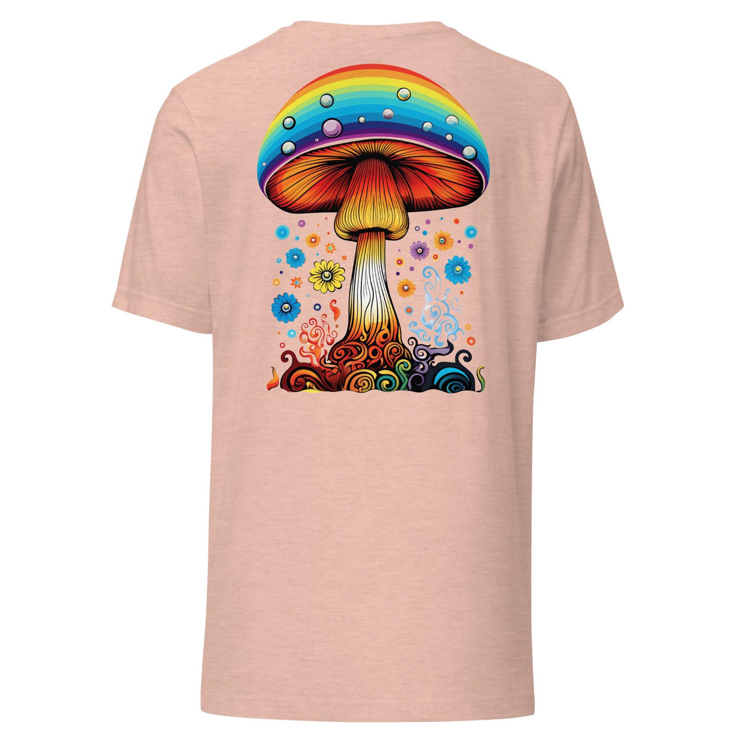 Rainbow Drip unisex T-shirt with original psychedelic mushroom artwork by Fungal Drip