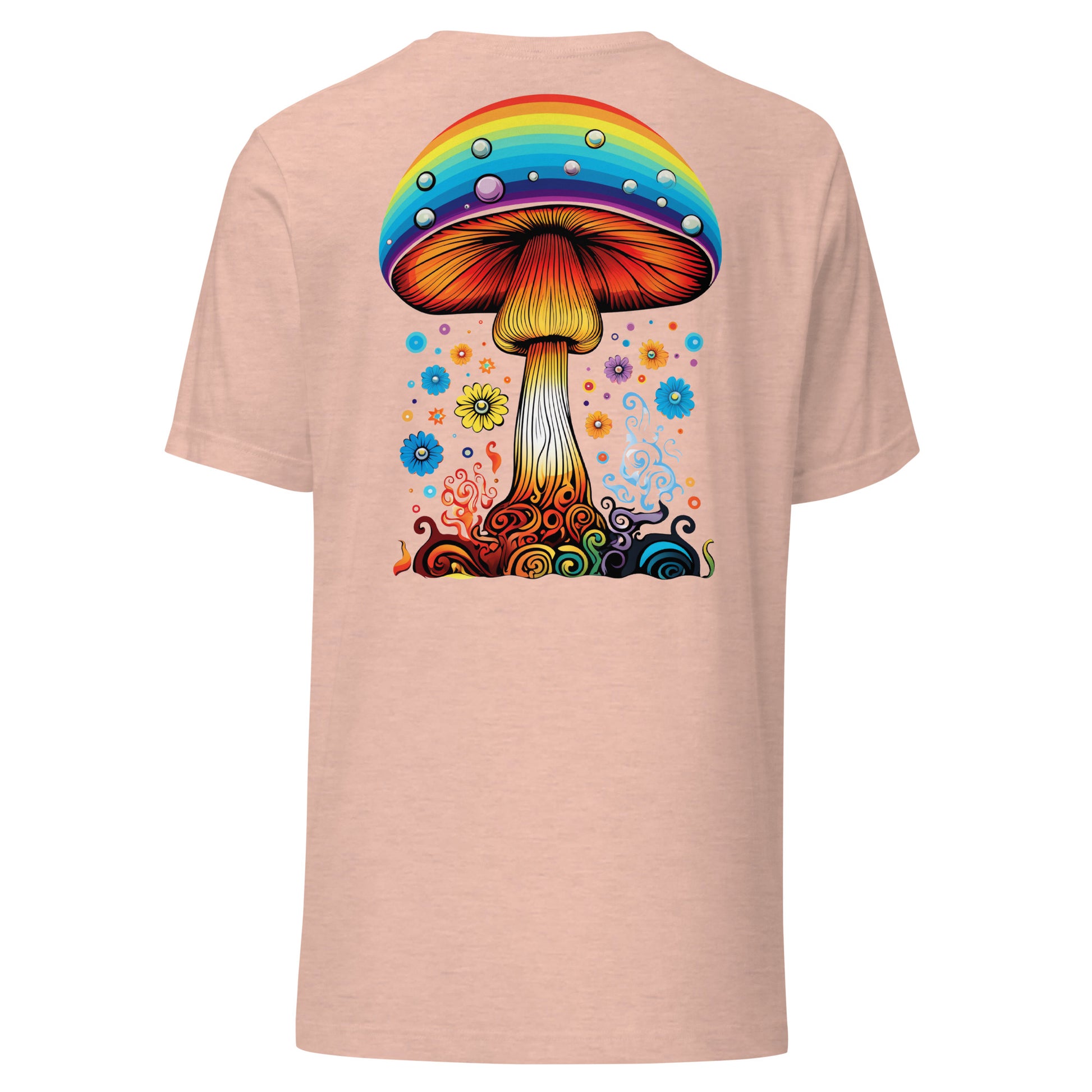 Rainbow Drip unisex T-shirt with original psychedelic mushroom artwork by Fungal Drip