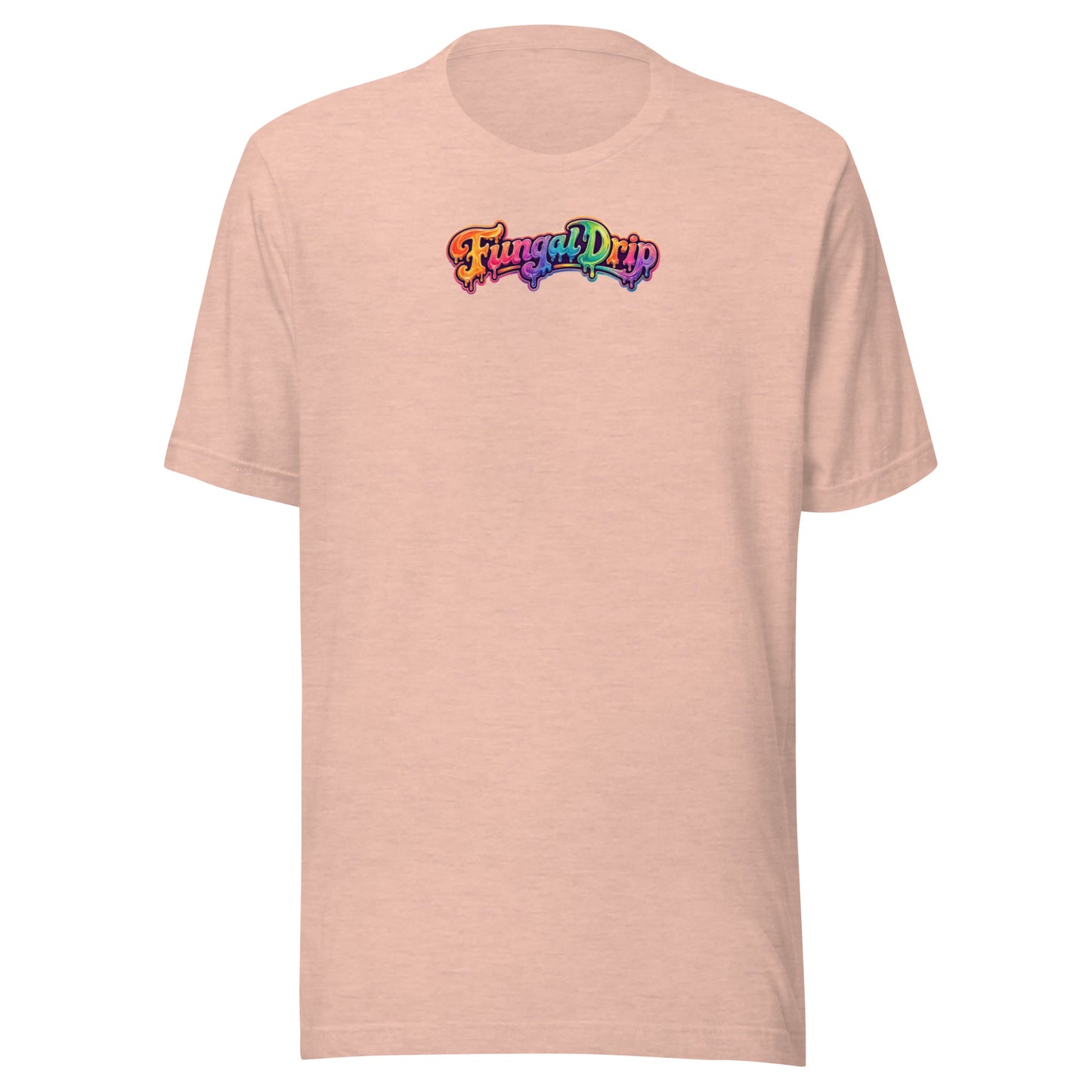 Rainbow Drip unisex T-shirt with original psychedelic mushroom artwork by Fungal Drip