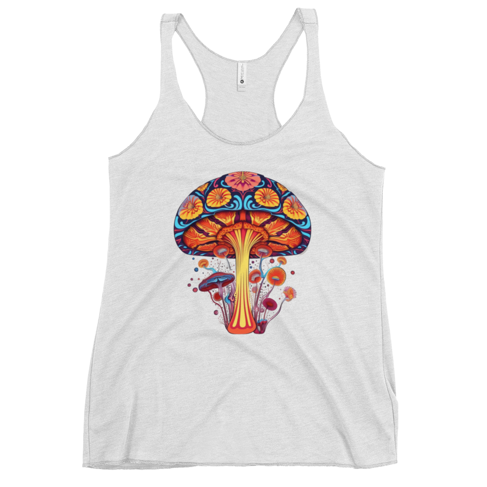 Vibrant Visions Racer Back – Psychedelic Mushroom t-shirt by Fungal Drip