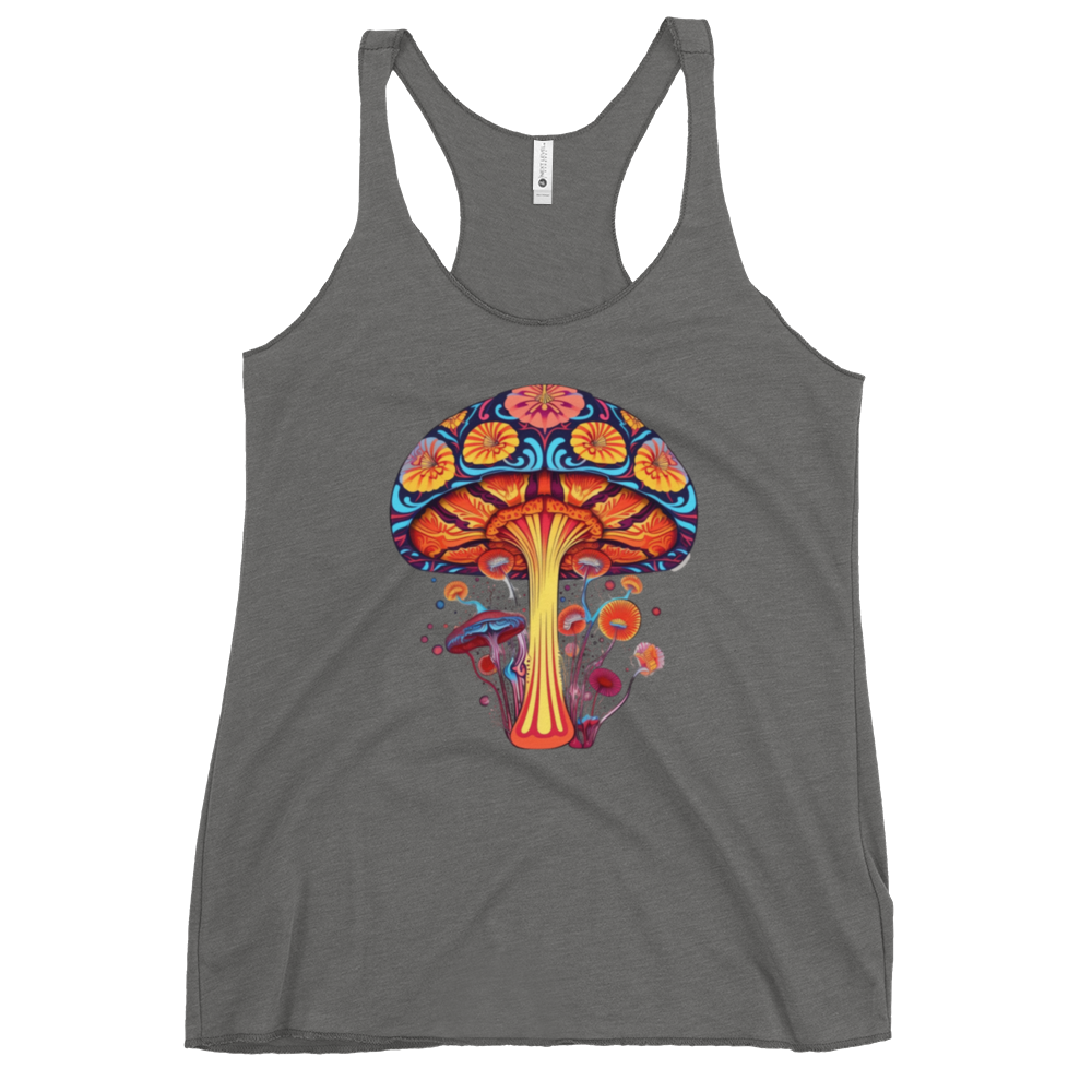 Vibrant Visions Racer Back – Psychedelic Mushroom t-shirt by Fungal Drip