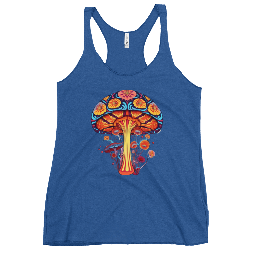 Vibrant Visions Racer Back – Psychedelic Mushroom t-shirt by Fungal Drip