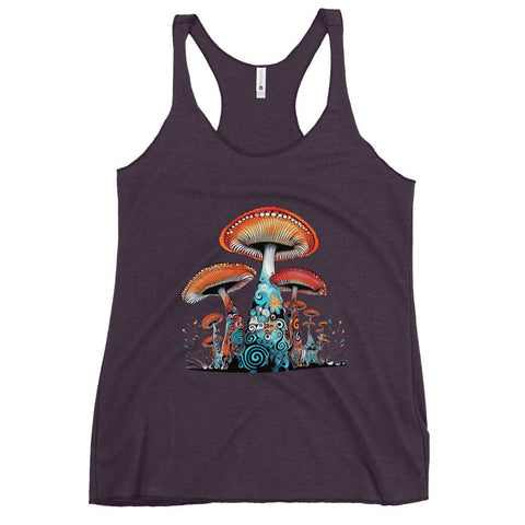 Cosmic Cap Cascade – Psychedelic Mushroom Racer Tank Top by Fungal Drip