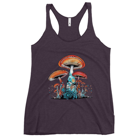 Cosmic Cap Cascade – Psychedelic Mushroom Racer Tank Top by Fungal Drip