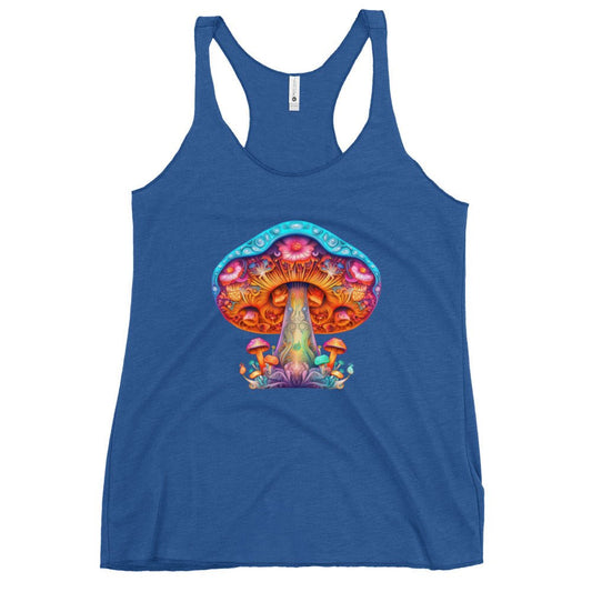 Ethereal Elegance – Psychedelic Mushroom Racer Tank Top by Fungal Drip