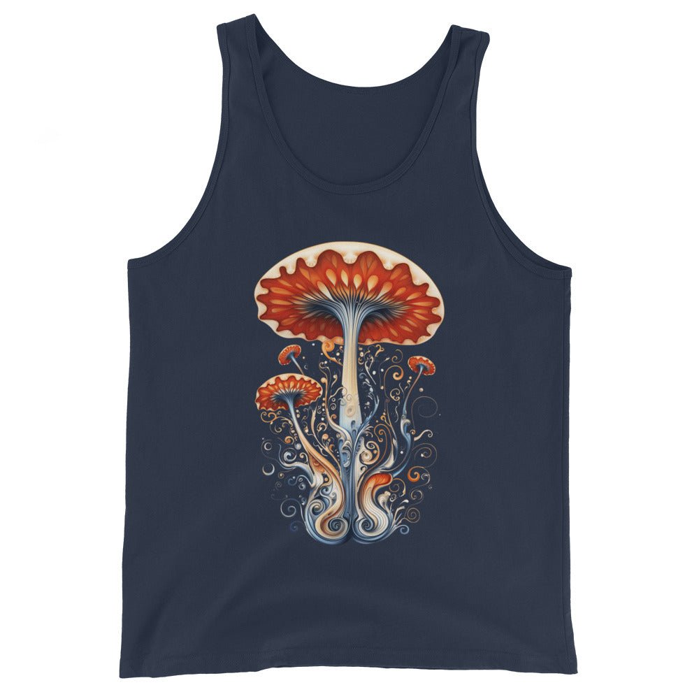 Mystic Mycelium Journey Tank Top – Psychedelic Mushroom Mens Tank Tops by Fungal Drip