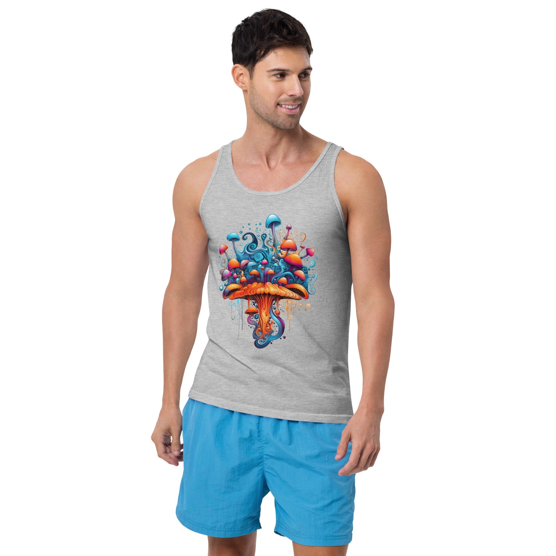 Mystic Mycelium Marvel Tank Top – Psychedelic Mushroom Mens Tank Tops by Fungal Drip
