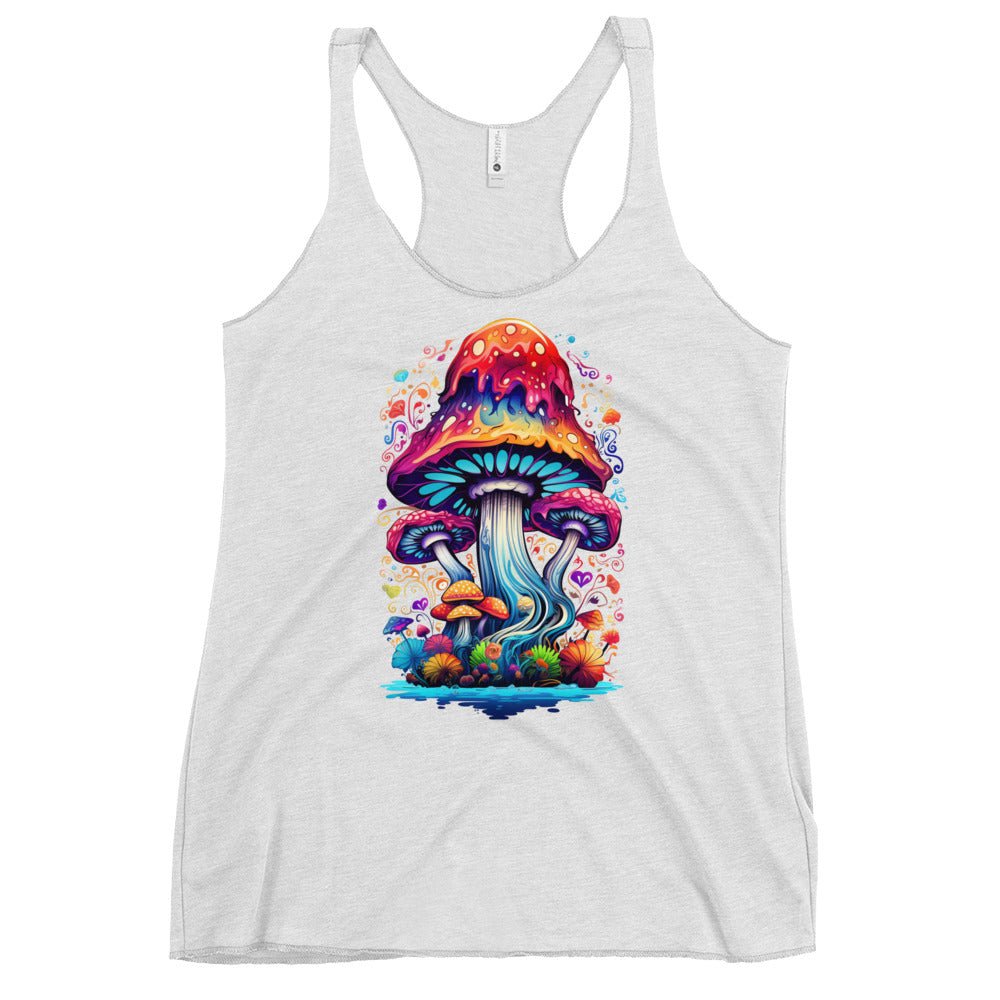 Mystic Mycelium Muse – Psychedelic Mushroom Racer Tank Top by Fungal Drip