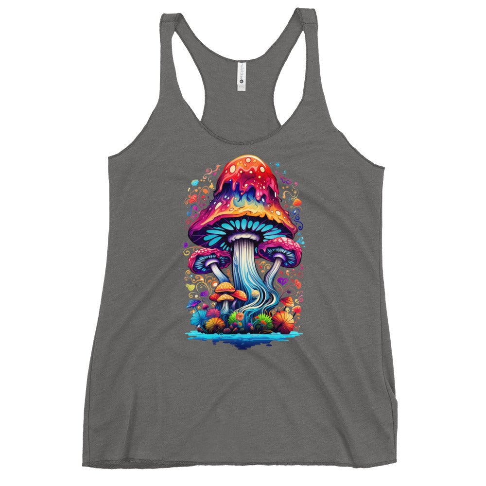 Mystic Mycelium Muse – Psychedelic Mushroom Racer Tank Top by Fungal Drip