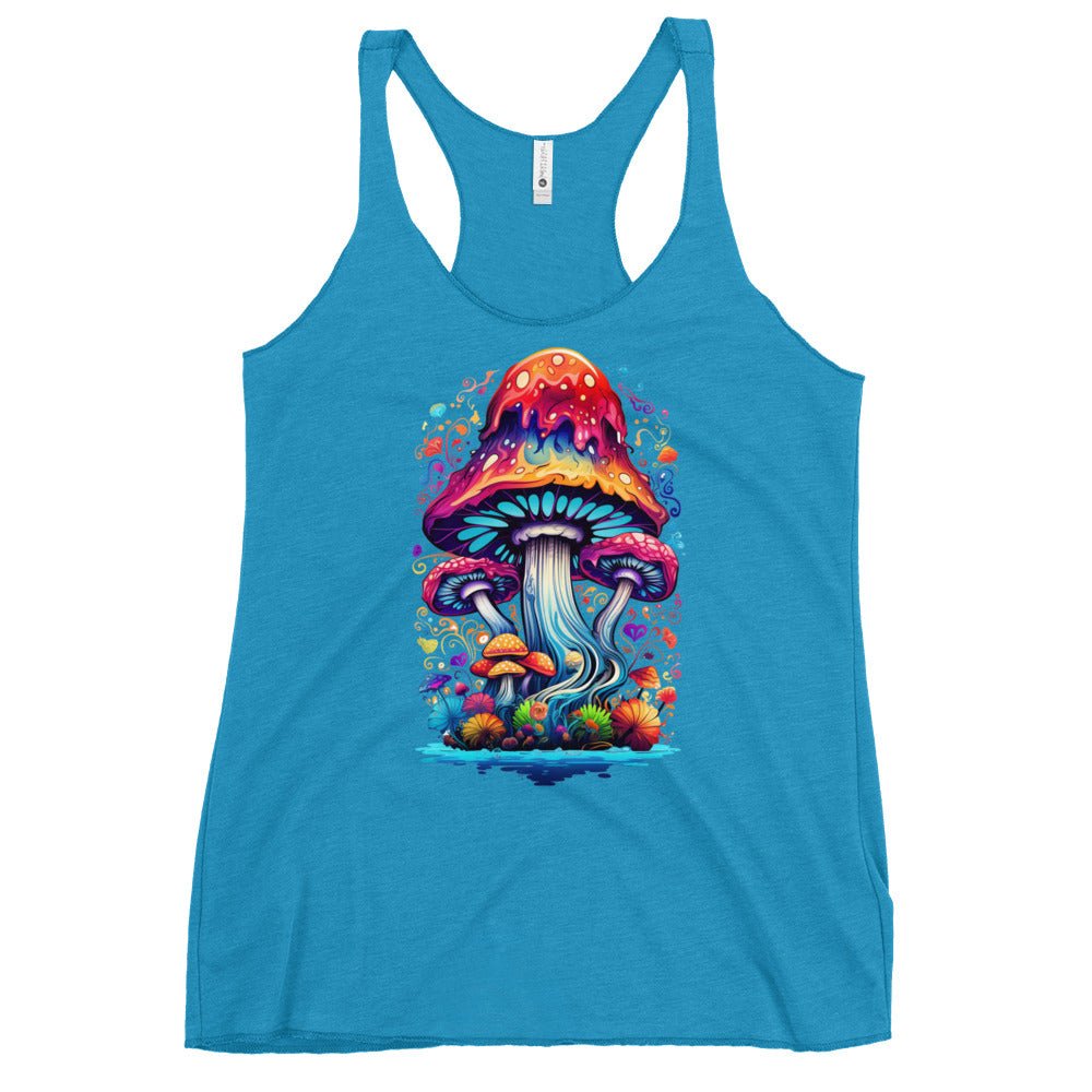Mystic Mycelium Muse – Psychedelic Mushroom Racer Tank Top by Fungal Drip