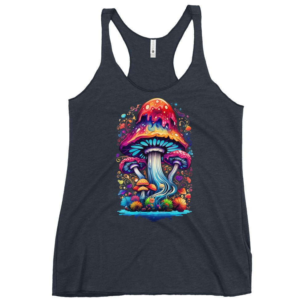 Mystic Mycelium Muse – Psychedelic Mushroom Racer Tank Top by Fungal Drip
