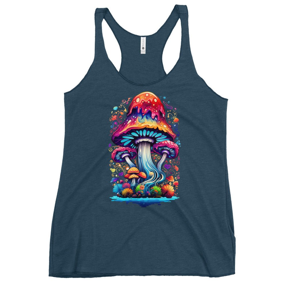 Mystic Mycelium Muse – Psychedelic Mushroom Racer Tank Top by Fungal Drip