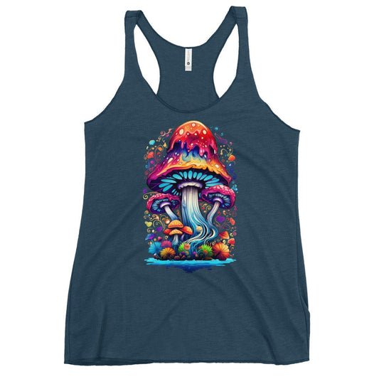 Mystic Mycelium Muse – Psychedelic Mushroom Racer Tank Top by Fungal Drip