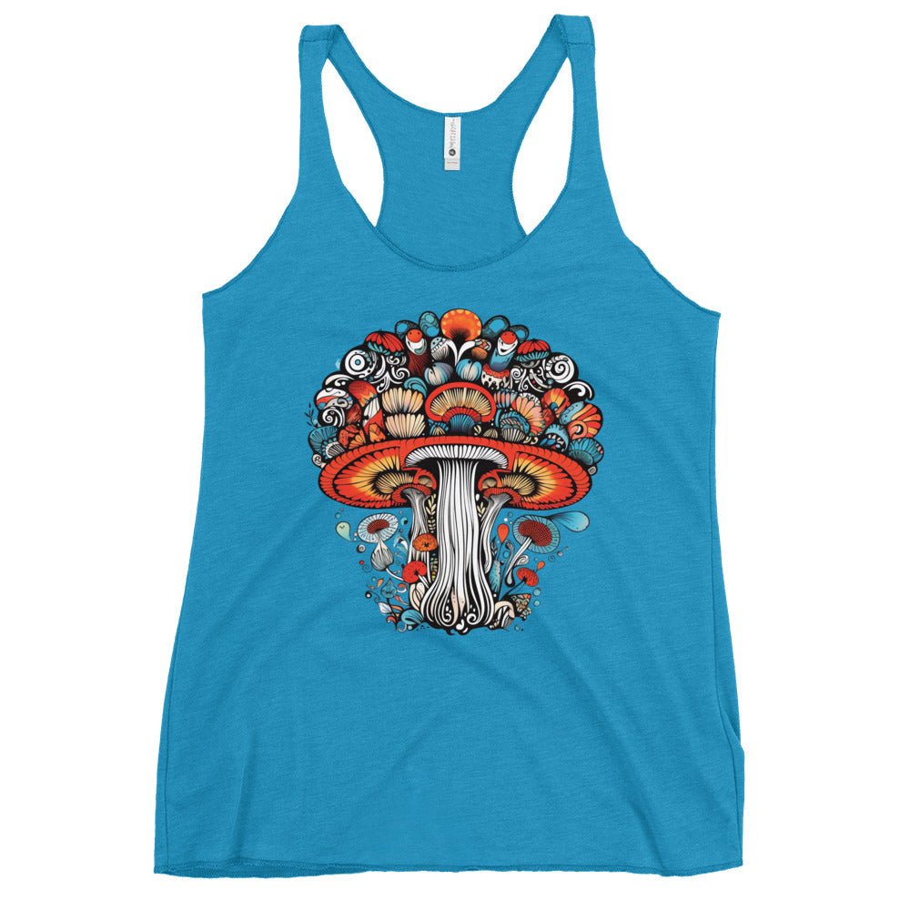 Psychedelic Oasis – Psychedelic Mushroom Racer Tank Top by Fungal Drip