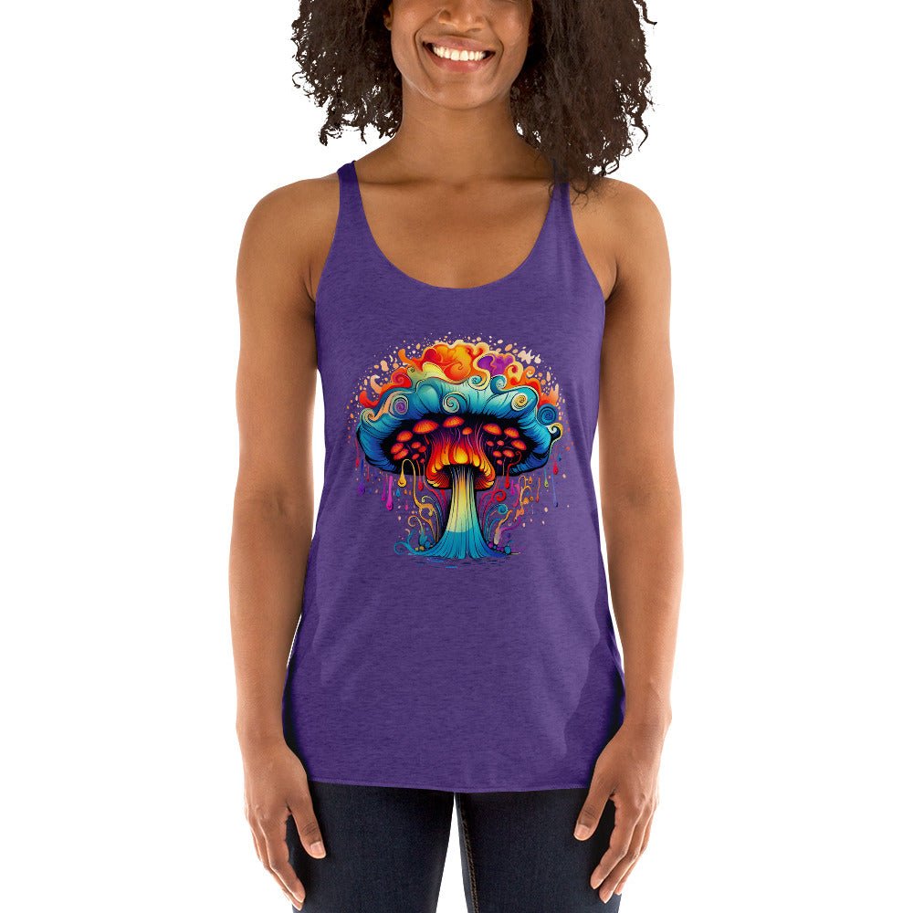 Trippy Mushroom Dreams – Psychedelic Mushroom Racer Tank Top by Fungal Drip