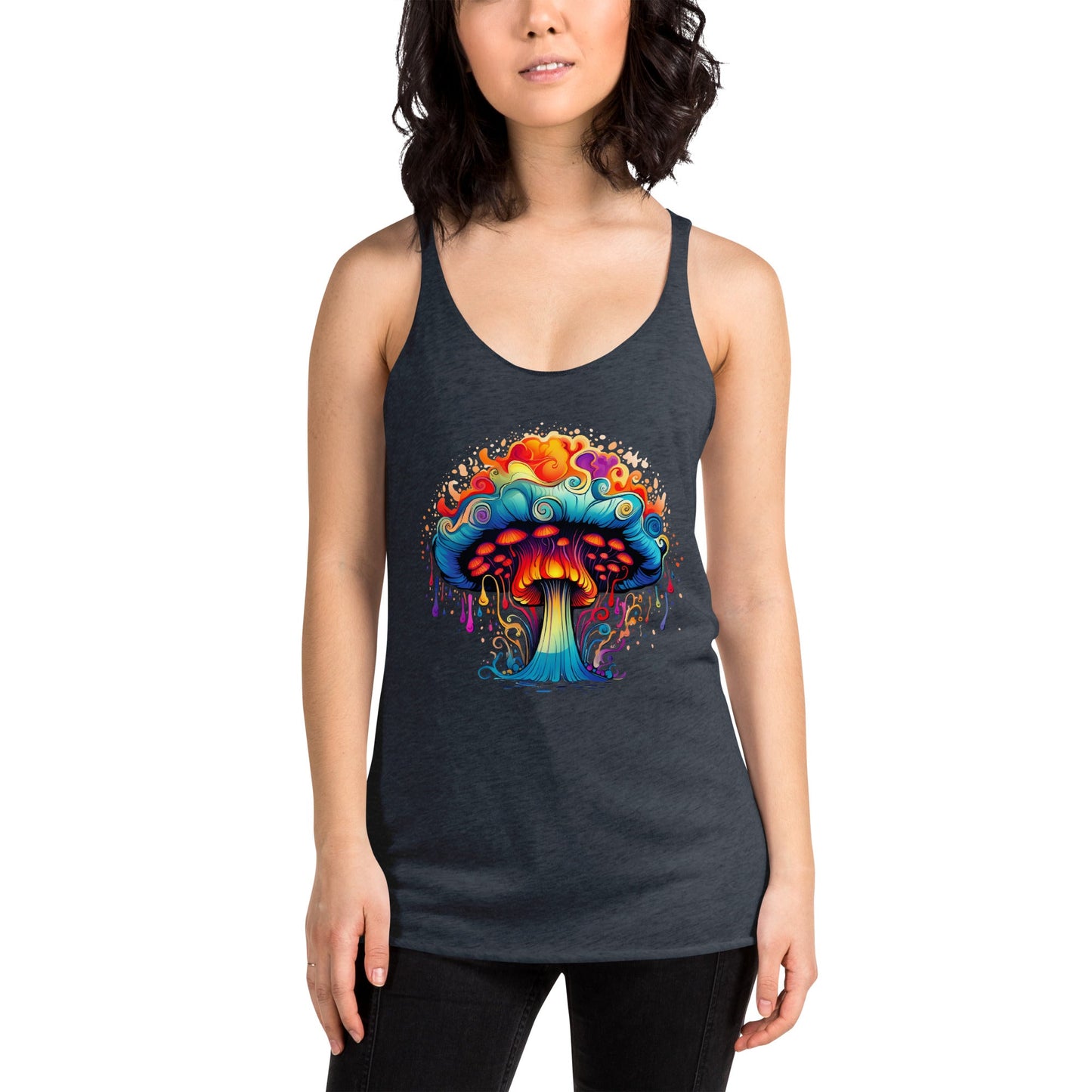 Trippy Mushroom Dreams – Psychedelic Mushroom Racer Tank Top by Fungal Drip